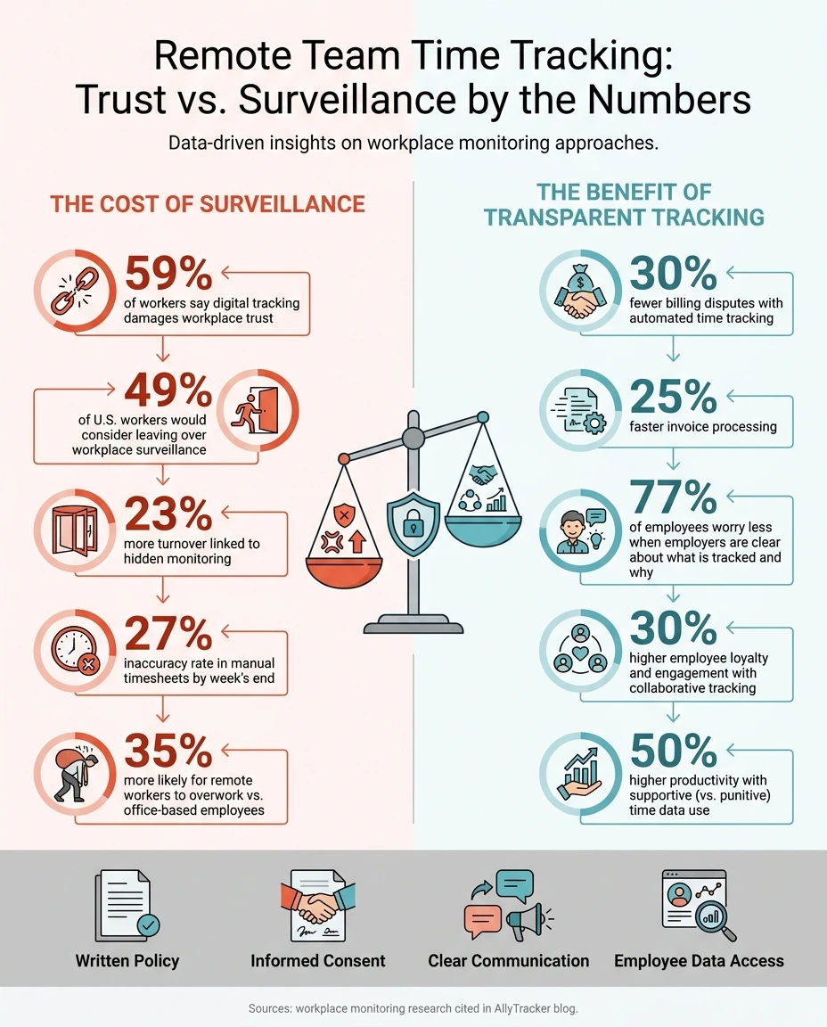 Remote Team Time Tracking: Trust vs. Surveillance by the Numbers